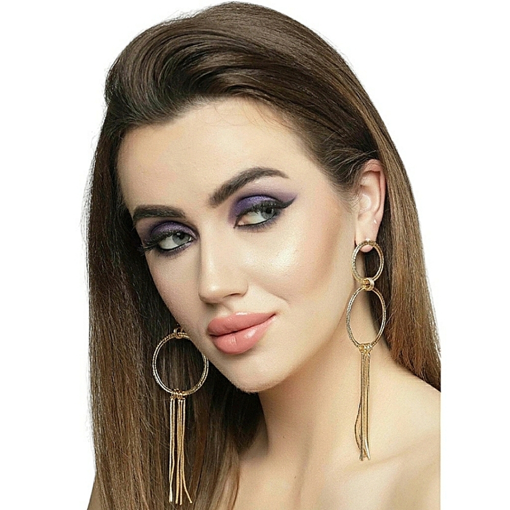 Zara Gold Circular Round Dangle Chain Earrings NWT Retro Festival Bohemian Party
